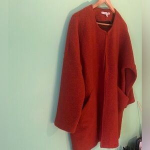 LA FEE MARABOUTEE WOOL TEXTURED DEEP ORANGE WINTER Coat FLAW PLUS SZ Frm ITALY
